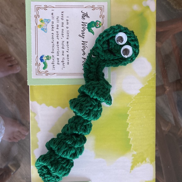 SPECIAL 2 for $25 Handmade 8” wiggly Worry Worm with Poem Amigurumi - Picture 12 of 16